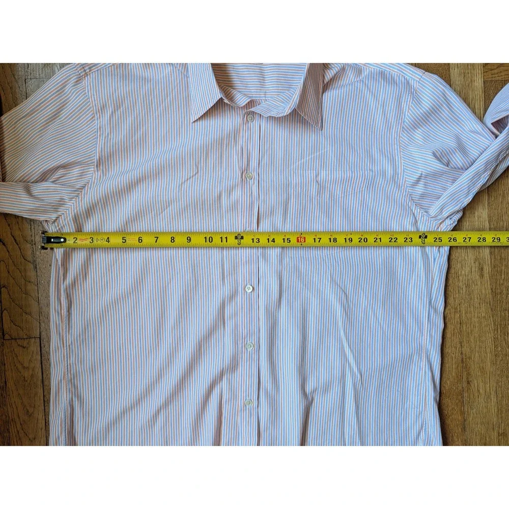 J.Crew Mens XL Orange Blue Striped Button Down Shirt 100s‎ 2-Ply Cotton 62270